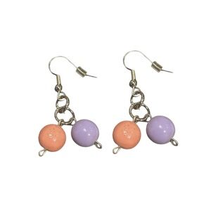 5 For $25 HANDCRAFTED Peach & Lavender Wooden Round Beaded Drop Earrings